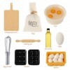 Fivtsme Lot de 15 mini accessoires de lutin miniature pour maison de poupée, accessoires de pâtisserie, œufs miniatures, pain