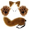 Wolf Fuchs Schwanz Clip Ohren und Handschuhe Set Halloween Weihnachten Fancy Party Kostüm Spielzeug Geschenk für Kinder oder 