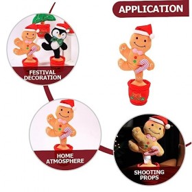 NAMOARLY Jouet Chantant De Noël Dansant Noël Dansant Elmo Jouet De Danse De Noël Bonhomme En Pain DÉpice Peluche Jouets Dans