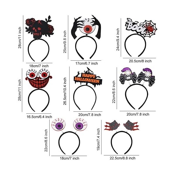 Halloween Headbands, 8PCS Chapeau de Sorcière Serre-tête, Halloween Chapeau de Sorcière Bandeau, Halloween Sorcière Accessoir