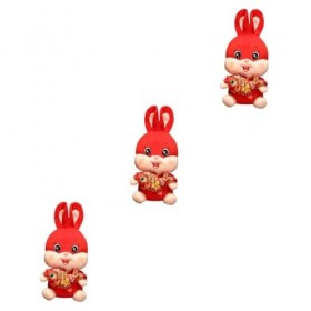 Abaodam 3 Pièces Mascotte De Lannée du Lapin Oreiller Câlin De Lapin Figurines De Fortune Mascotte De Lannée Chinoise du La