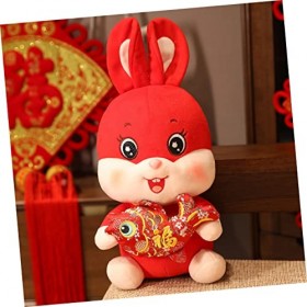 Abaodam 3 Pièces Mascotte De Lannée du Lapin Oreiller Câlin De Lapin Figurines De Fortune Mascotte De Lannée Chinoise du La