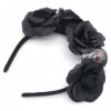 TULEBOLIAN Bandeau à cheveux dHalloween avec tête de mort et rose noire pour adultes, couronne de fleurs mortes, accessoires