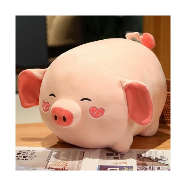 KiLoom Peluche Poupée Couchée Peluche Cochon Jouet Animal Doux Doudou Oreiller pour Garçon Fille Réconfortant Cadeau D’Annive