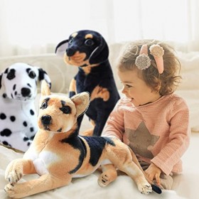 BYNYXI Chien en Peluche Debout, 50cm en Peluche Rottweiler Dalmatien lévrier réaliste Marron Noir Chien Animal en Peluche pou
