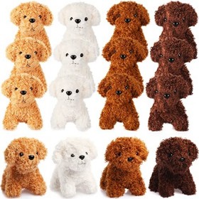12 Pièces Mini Chiens en Peluche Chiot en Peluche avec Porte-Clés Faveurs de Fête de Chien Petit Animal en Peluche Mini Jouet