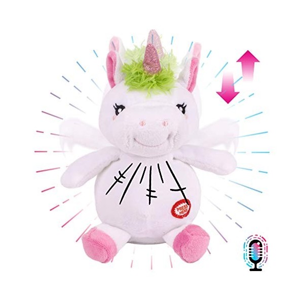 Hopearl Talking Unicorn répète ce que vous dites hochement de tête électrique interactif jouet animé parler en peluche Buddy 