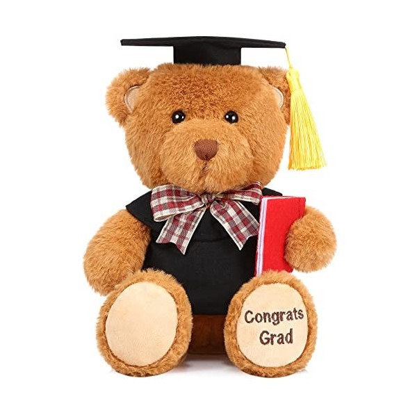 Zomiboo Cadeaux de Graduation 2022 11 Pouces Ours en Peluche de Remise des Diplômes avec Chapeau Noir Félicitations Diplômé p