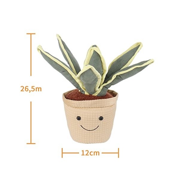 Apricot Lamb – Plante en peluche Plantes artificielles Sansevieria 26,5 cm Peluche Plante Poupées Jouet Doux &Lavable Cadeau 