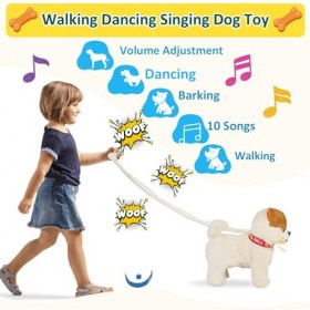 Jouet pour Chien Qui Marche, Chant Musical, Danse, Peluche Interactive, Promenade Le Long du Chiot avec Laisse, Robot pour Ch