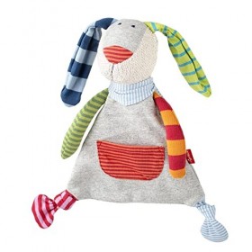 sigikid 41274, fille et garçon, doudou en tissu lapin, coloris gris/rayures Ringeldingel