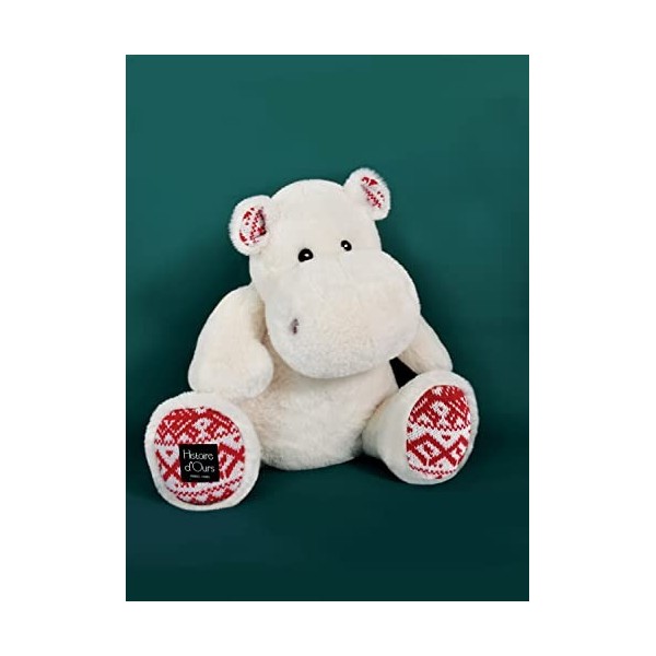 Histoire dOurs - Peluche Hippopotame - HIPPO - Blanc Noël - 40 Cm - Grande Peluche Douce et Mignonne pour les Calins - Idée 