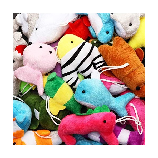 Sumind 30 Pièces Mini Jouets en Peluche de Mer Jouets en Peluche d’Animaux de lOcéan Décorations Mignonnes de Porte-Clés en 