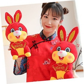 ABOOFAN 2 Pièces 2023 Figurines De LAnnée du Lapin Lapin À Câliner 2023 Figurines De Fortune du Nouvel an Lapin Lapin en Pel