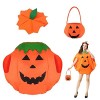 Costume de Citrouille Halloween pour Enfant Déguisement Cosplay Cape Citrouille Chapeau de Citrouille Sac à Bonbons Enfant Ad