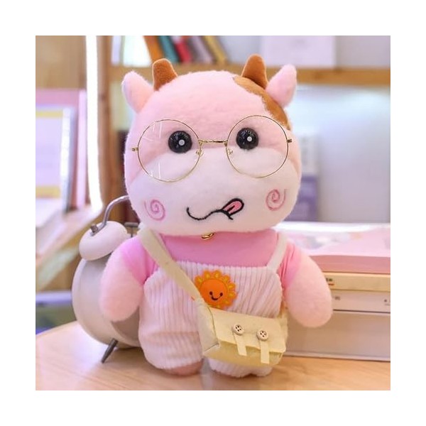 NOpinz Mignon Jouet en Peluche Vache en Peluche Kawaii Vache poupée Portant Chapeau Pull Vache Jouet Coussin décoration 30cm 