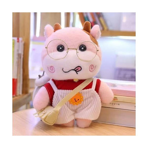 NOpinz Mignon Jouet en Peluche Vache en Peluche Kawaii Vache poupée Portant Chapeau Pull Vache Jouet Coussin décoration 30cm 