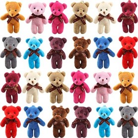 Haconba Lot de 36 mini ours en peluche pour porte-clés, loisirs créatifs, cadeaux danniversaire, fournitures de fête, 12 cou