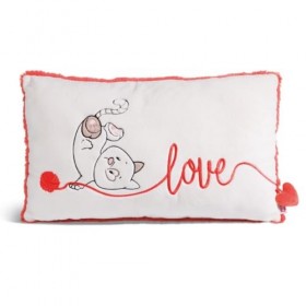NICI- Coussin Chat « Love » 43x25 cm Blanc-Oreiller Doux et Durable pour Les garçons, Les Filles, Les bébés et Les Amateurs d