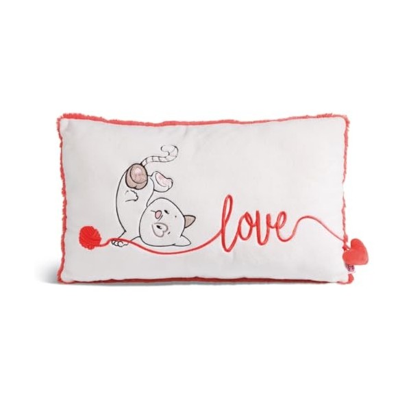 NICI- Coussin Chat « Love » 43x25 cm Blanc-Oreiller Doux et Durable pour Les garçons, Les Filles, Les bébés et Les Amateurs d