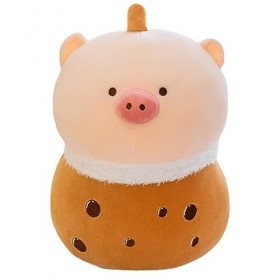 URFEDA Bubble Tea Peluche Cochon Jouet en Peluche Bubble Tea Animal Oreiller en Peluche Thé au Lait Poupée Coussin en Peluche