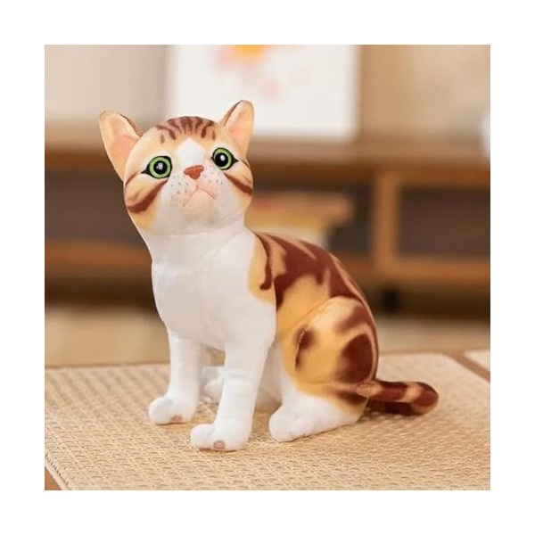 NOpinz Peluche Chat réaliste Jouet en Peluche Chat tigré à Poil Court poupée pour Animaux de Compagnie Jouet décoration Cadea