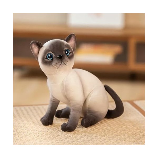 NOpinz Peluche Chat réaliste Jouet en Peluche Chat tigré à Poil Court poupée pour Animaux de Compagnie Jouet décoration Cadea