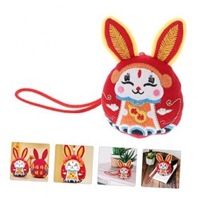 Abaodam 4 Pièces Ornement De Lapin Wufu Poupée Lapin en Peluche Pendaison De Lapin du Zodiaque Chinois Ornement du Festival d