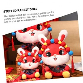 ABOOFAN 3Pcs Année De Lapin en Peluche Poupée Pelucheux Lapin Jouet Lapin Mascotte Jouet 2023 Zodiaque Lapin en Peluche Poupé