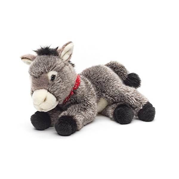 Uni-Toys - Âne avec Bandana, couché – 28 cm Longueur – âne en Peluche – Doudou