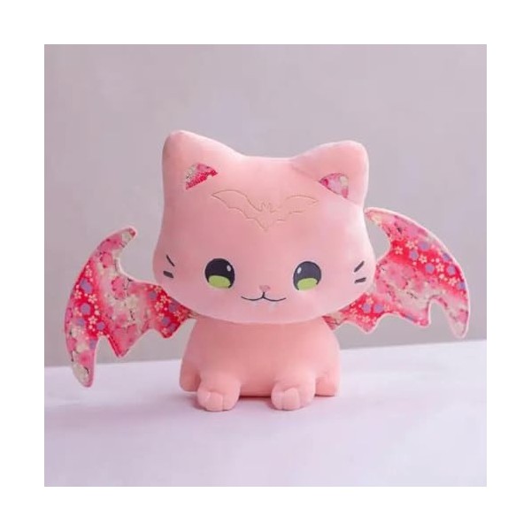 NOpinz Cerise Chauve-Souris Chat poupée Mignon Chaton Court Peluche Enfant Cadeau Cadeau d’Anniversaire Cadeau de Noël 30cm 2