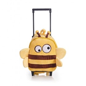EyezeR Sac à dos à roulettes en peluche pour enfant Motif abeille, multicolore