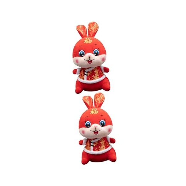 Totority 2 Pièces Costume Tang Poupée De Lapin Oreiller De Lapin en Peluche Figurine Animale Feng Shui Jouet De Lapin en Pelu