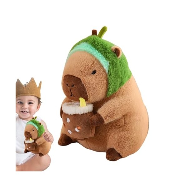 hanwen Animal en Peluche Capybara,Mignons Animaux en Peluche Capybara | Couvre-tête Amovible, Adorable Peluche Capybara, Joue