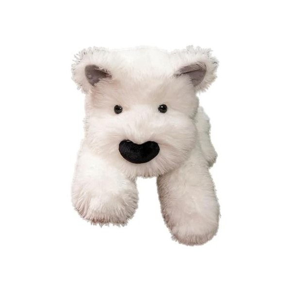 KiLoom Chien Blanc en Peluche Jouet Chiot Poupées Peluche Doux Animal Oreiller Apaisement Garçons Filles Jouet Chambre Décora