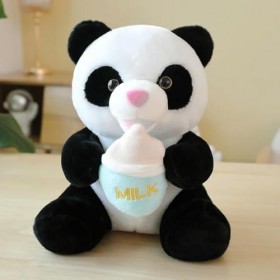 EacTEL Mignon Panda Peluche Jouet Kawaii Peluche Animal Tenant Bouteille de Lait poupée Peluche Enfants Jouet Anniversaire Ca