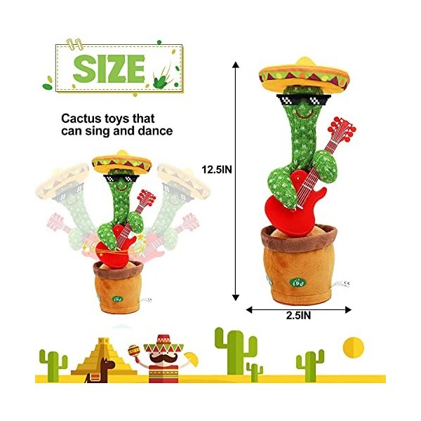 Peluche de cactus, cactus parlant, cactus dansant, jouet en peluche de cactus dansant, chansons pour enfants, cactus chantant