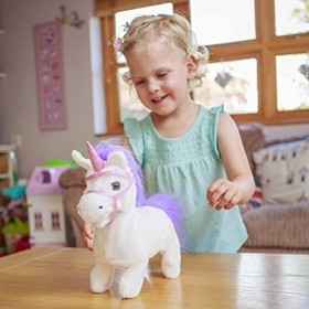 Tobar- Peluche animée Licorne, 28781, Blanc/Violet