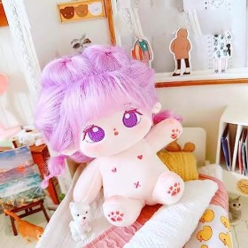 niannyyhouse Poupée en peluche violette de 20 cm, corps en peluche humanoïde nu sans attribut 20,3 cm corps normal vêtements 