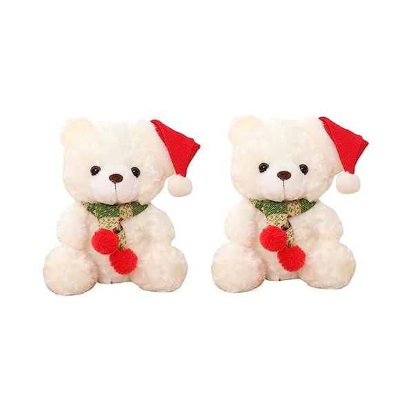 PRETYZOOM 2 Pièces Ours De Noël Décor De Poupée Ours Cadeau De Fête De Noël Ours en Peluche Petit Ours Poupée en Peluche Cade