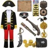 Costume de pirate pour enfant garçon avec accessoires de pirate Chapeau de pirate Cacheœil Carte au trésor Moustache Boussole