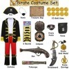 Costume de pirate pour enfant garçon avec accessoires de pirate Chapeau de pirate Cacheœil Carte au trésor Moustache Boussole