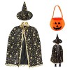 POBEC Costume dHalloween Cape de sorcière avec chapeau et sac à bonbons de citrouille, costume de cosplay, petite sorcière, 