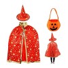 POBEC Costume dHalloween Cape de sorcière avec chapeau et sac à bonbons de citrouille, costume de cosplay, petite sorcière, 