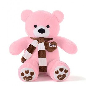 YunNasi Ours en Peluche Nounours Géant Cadeau Noël ou d’Anniversaire ou Le Mariage ou Les Autres Fêtes 80cm, Marron foncé 