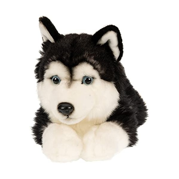 Uni-Toys - Husky Noir, couché - 41 cm Longueur - Peluche Chien - Peluche - Doudou