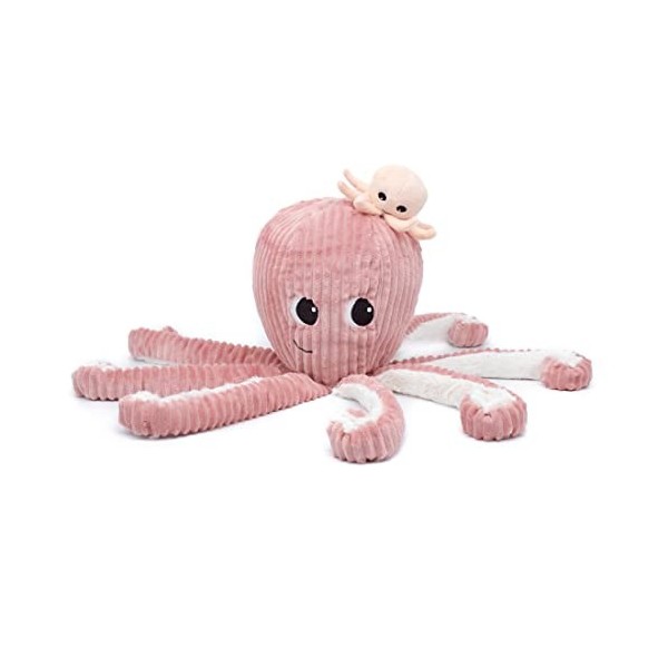 PTIPOTOS by Les Déglingos - Filou la pieuvre - Peluche Maman et son bébé - Idée cadeau de naissance - 65cm - Rose