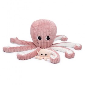 PTIPOTOS by Les Déglingos - Filou la pieuvre - Peluche Maman et son bébé - Idée cadeau de naissance - 65cm - Rose