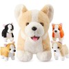 Skylety 5 Pièces Animaux Chiots en Peluche Ventre de Chien de Maman en Peluche avec 4 Oreillers Jouet de Chien Mignon en Pelu