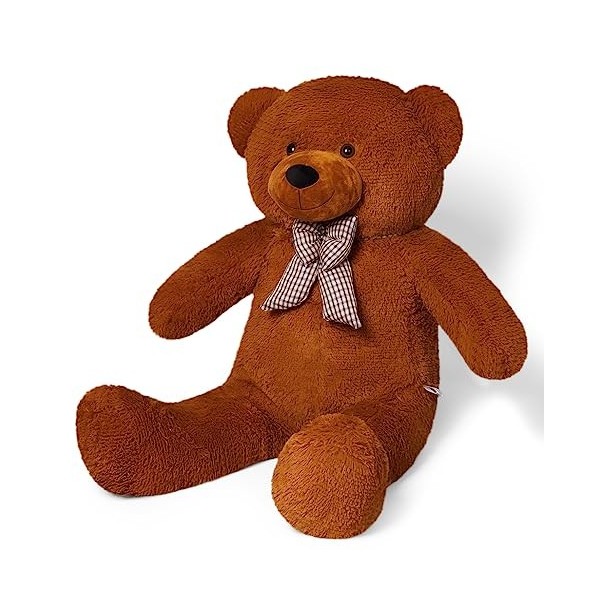 YunNasi Nounours Géant Ours en Peluche pour Enfants Doux Ours Jouet Grand XL 100cm, Marron foncé 